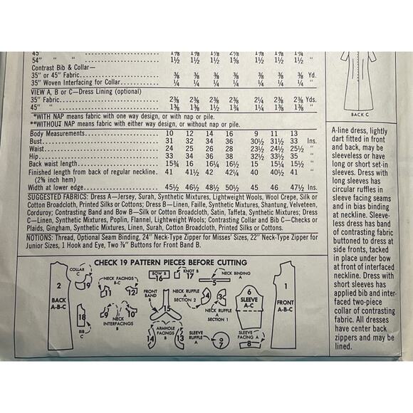 McCalls 7926 Sewing pattern Dress fit and flare 1960s size 13 - Picture 5 of 5